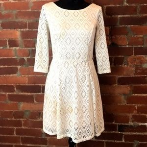 White Lace 3/4 Sleeve Dress